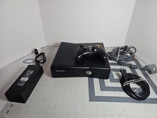 Microsoft Xbox 360 Slim S Black Console W/Cables Controller No Hard Drive Tested