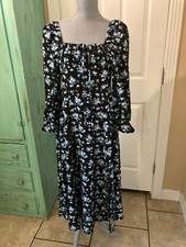 SHEIN, WOMENS, LONG SLEEVE, FIT & FLARE, MAXI DRESS WITH FRONT SLIT, M