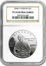 2004 THOMAS EDISON Silver $1 NGC PF70💥FLAWLESS QUALITY💥