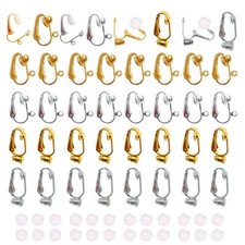 Clip-on Earring Converters with Silicon Earring Pads 40 Pieces Non Pierced Ea...