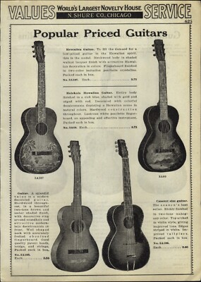 1933 PAPER AD Hawaiian Guitar Halekala Concert Tenor Mandolin Cremona Patrician 