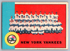 1963 TOPPS #247 NEW YORK YANKEES TEAM CARD W/MANTLE/FORD/MARIS/BERRA