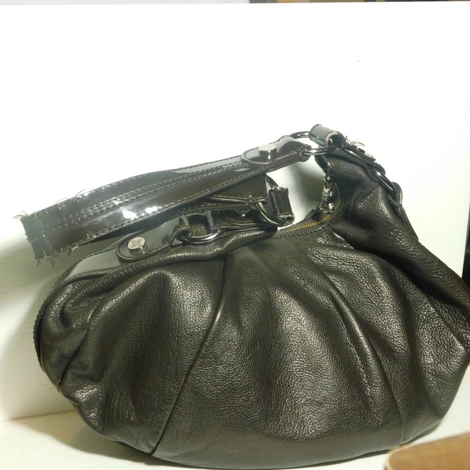 Bolso de mano de cuero Simply Vera Wang marrón chocolate M/L bolso hobo cartera usado en excelente estado Foto 3 de 4