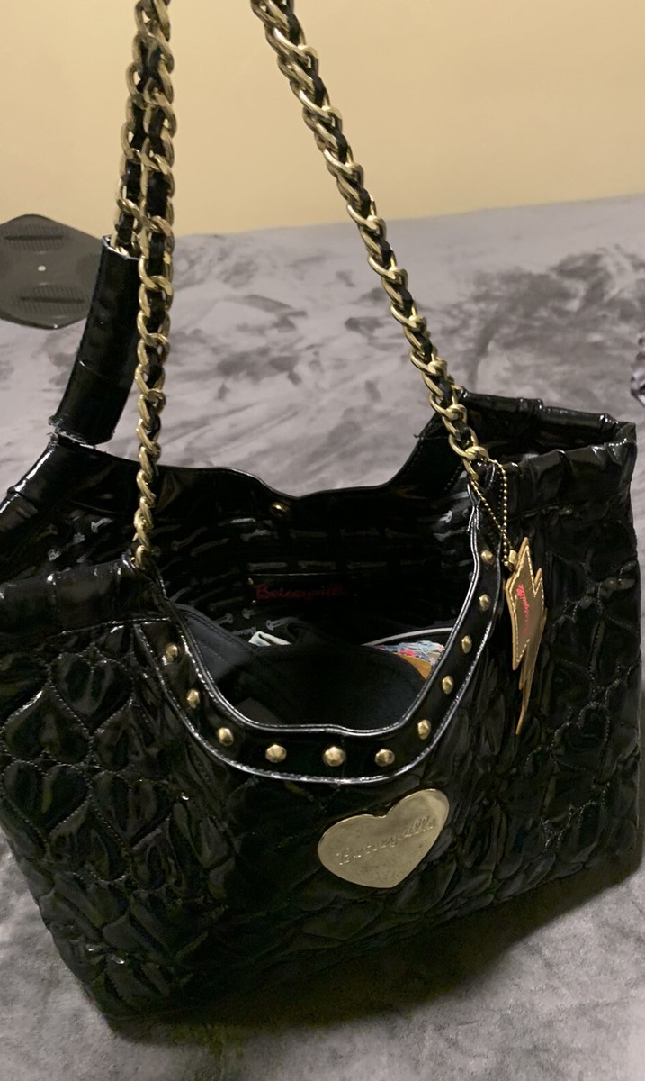 Betsey Paten leather Black Backpack with Gold Details Betsey Johnson | Bags | Betsy Johnson Mini Patent Leather  main image 3