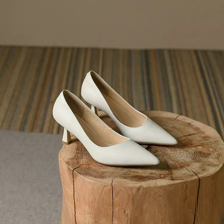 New Woman s Pull On Elegant Spring High Heels Shoes Solid Stiletto Pointed Toe