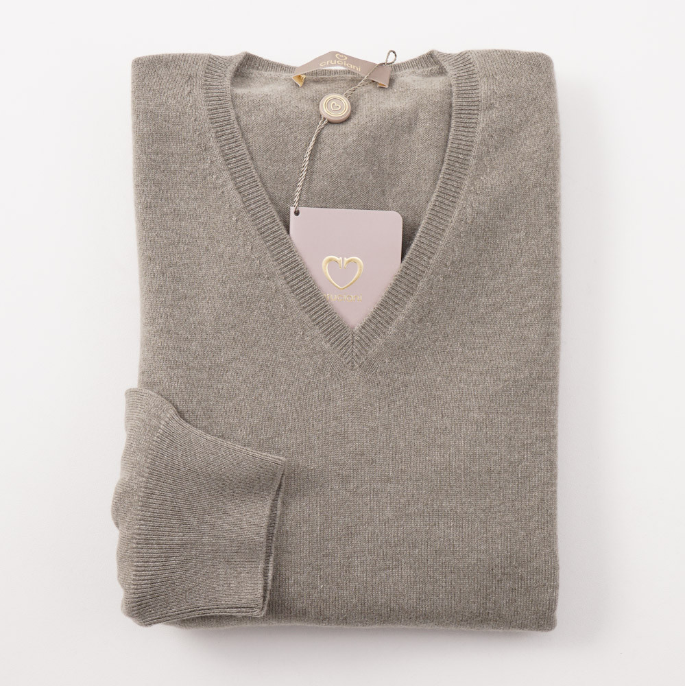 Cruciani Moss Green Extrafine 100% Cashmere V-Neck Sweater 4XL (Eu