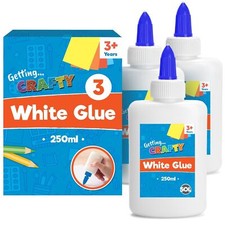 3pk White PVA Glue 250ml for School Kids Craft Wood Paper Fabric Adhesive Slime