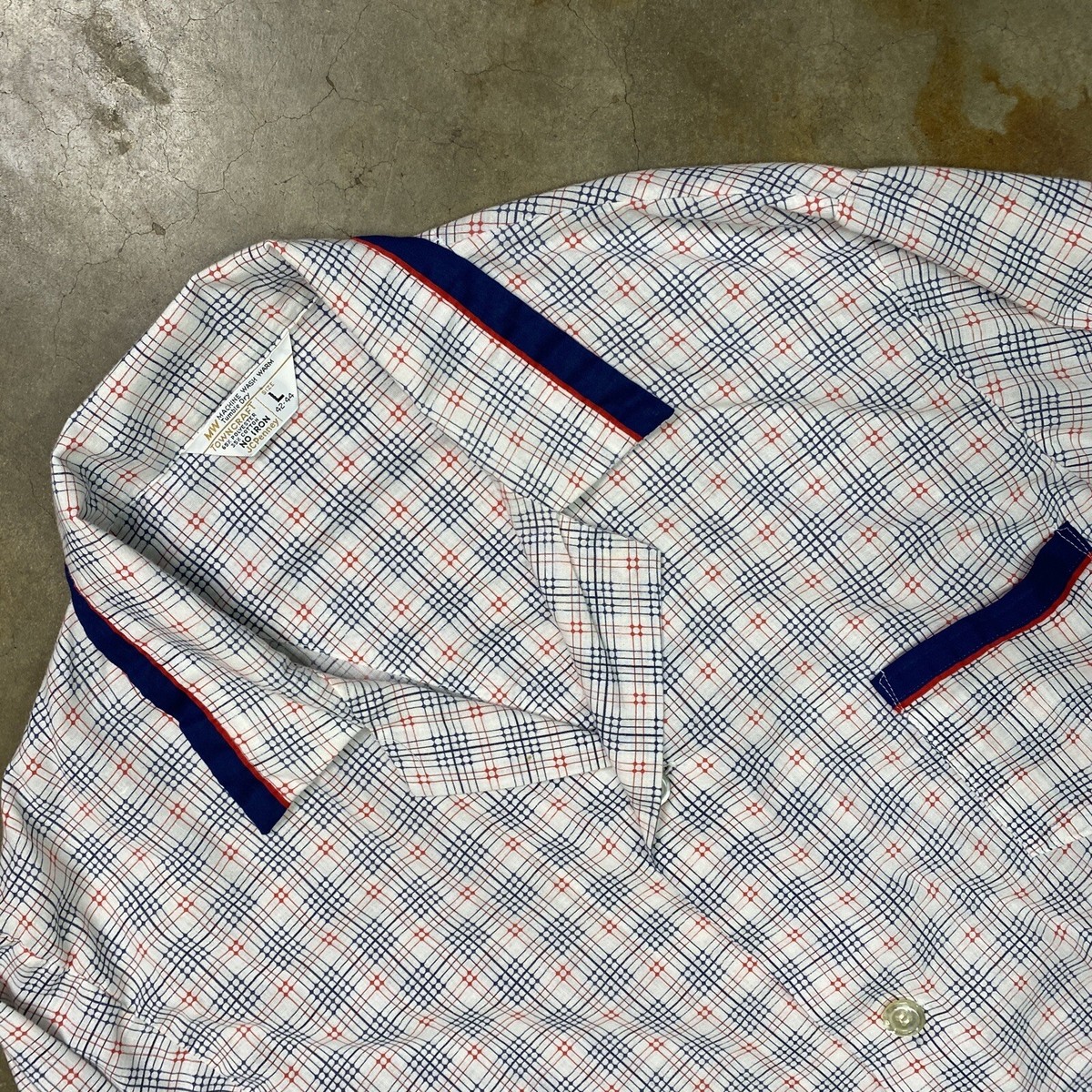 Vintage 70s Towncraft Penneys Plaid Pajamas Two Piece Set Large 