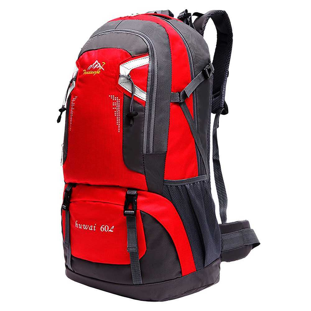 Mochila 60L con Correas Cierres de Seguridad Acampada Outdoor Backpack Roja #1