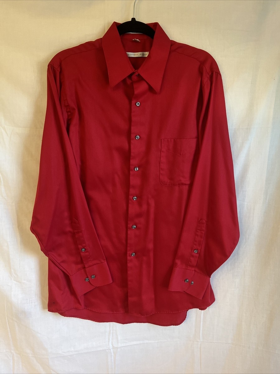 geoffrey beene mens dress shirt sateen Red L geoffrey beene mens dress shirt sateen Red L