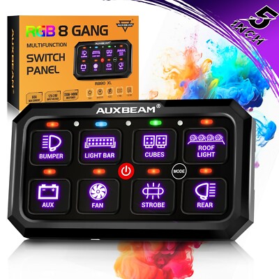 AUXBEAM XL RGB 8 Gang LED Light Bar Switch Panel Relay System For Jeep JK CJ YJ