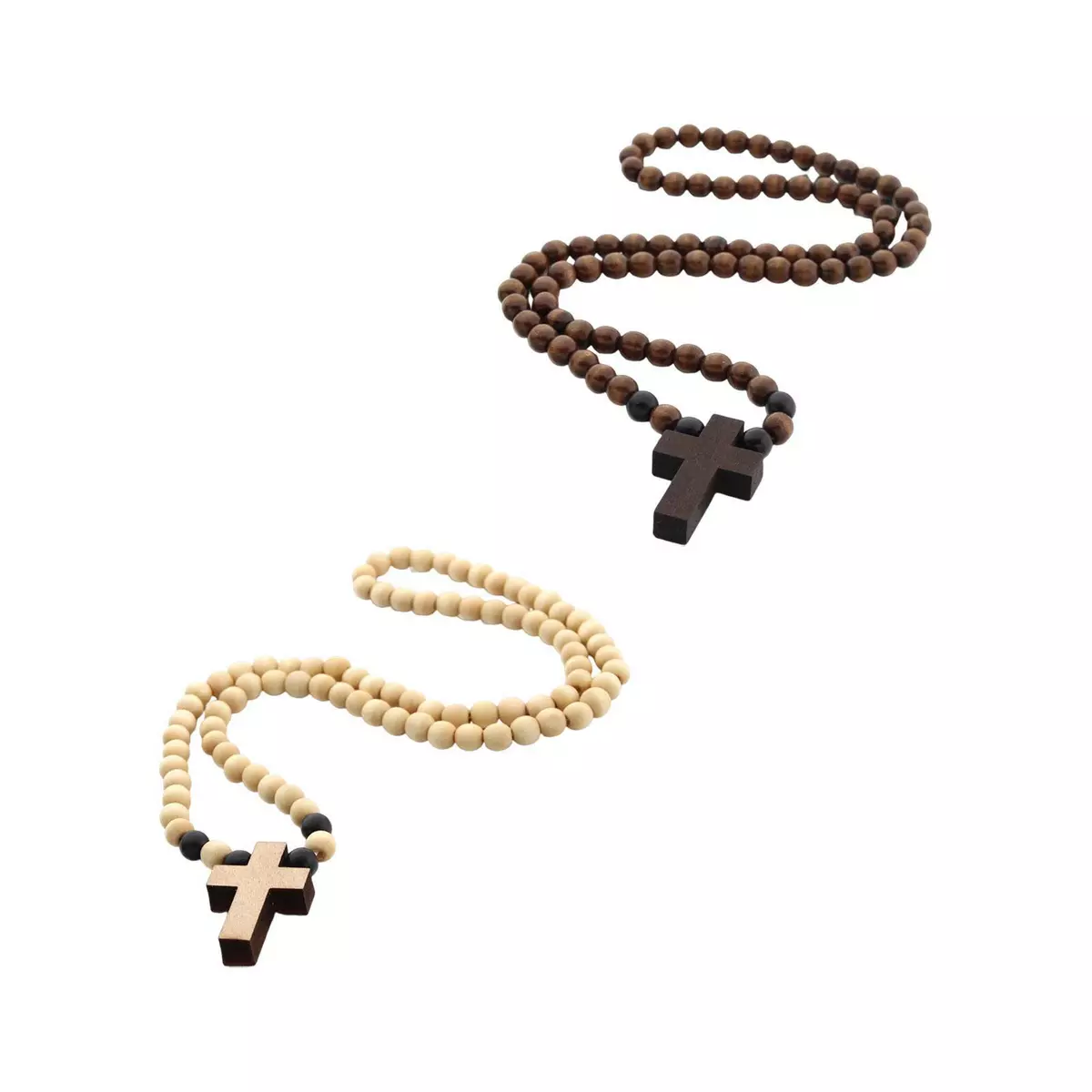 Mens wooden beaded cross necklaces clearance
