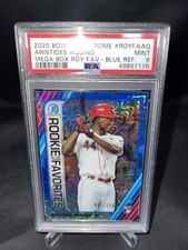 Bowman 2020 Reds Rookie Of Year Aristides Aquino Blue Mega Card #/150 MINT PSA 9