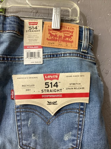 Levi's 514 Jeans Boy's Size 20 Blue Straight Flex Stretch Streetwear NWT 30 x 32 - Picture 8 of 10