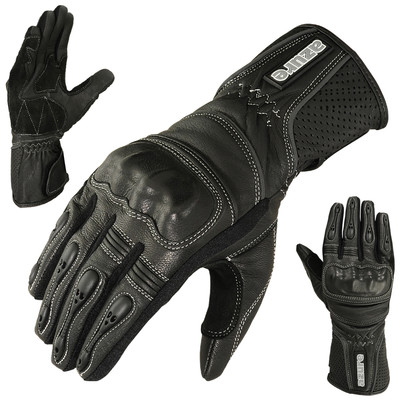 Motorradhandschuhe Motorrad, Rennbekleidung schwarz Ziegenleder Knöchel 1647 XL-1