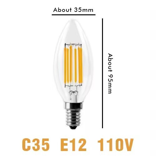 Vintage Filament LED Edison Bulb Dimmable E14 E27 Decorative Industrial Lights - Bild 14 von 19