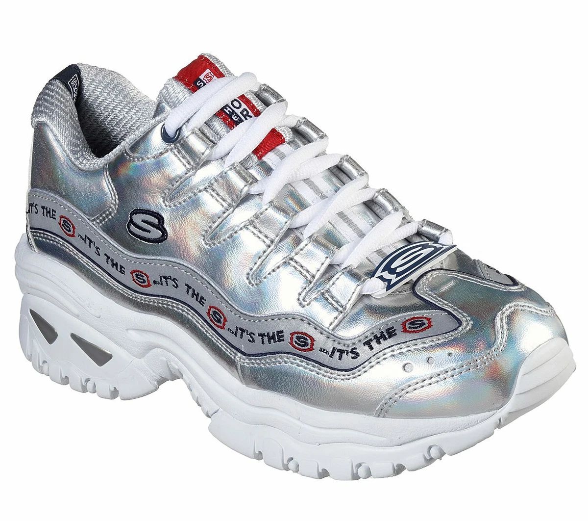 spoor Op de loer liggen Van Skechers Ladies RRP £77 Memory Foam Silver Chunky Trainers Shoes New UK  Size 2-8 | eBay