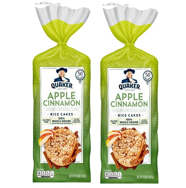 Pasteles de arroz Quaker manzana canela 6,5 oz 50 calorías (paquete de 2)