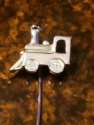 Vintage Trifari Zug Lokomotive silberfarbene Stecknadel KOSTENLOSER VERSAND