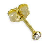 💎 585 ECHT GOLD 💎 Kleiner DIAMANT 0,03 Brillant Herren Single-Ohrstecker 2mm