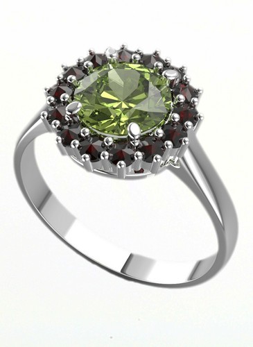 Silver rings with natural Czech Moldavites and garnets 925, 22K - Picture 44 of 54