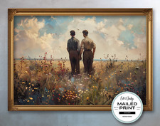 Pintura romántica gay, impresión de amor masculino, pintura del mes del orgullo, arte LGBTQ