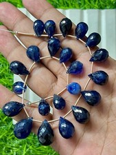Natural Blue Sapphire Teardrop Beads Faceted Gemstone For Jewelry 13-18mm 22 Pcs