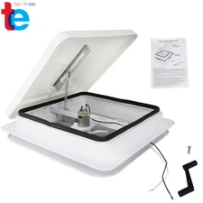 14" RV Trailer Roof Vent Complete 12V Fan w/ Tape White Lid Interior Garnish