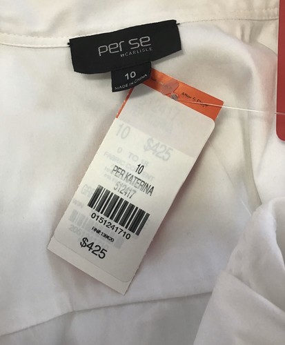 New $425 PerSe 10 Carlisle Designer White Long Cotton Tunic Shirt Blouse Top NWT - Picture 12 of 12
