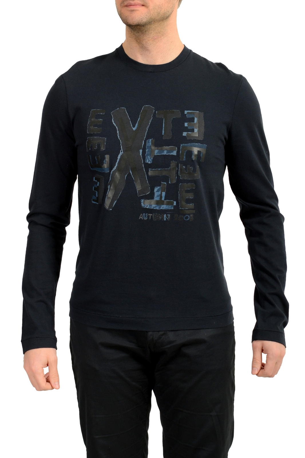 Мужская футболка с длинным рукавом Exte темно-синего цвета с логотипом US M IT 50 5890₽