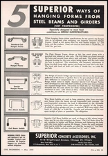 1955 Superior Concrete Accessories Chicago Steel Beam Girder Hangers Print Ad