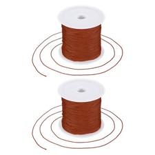 2 pcs 0.6mm Nylon String for Bracelets, 44 Yards Nylon Beading Thread Brown