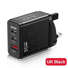 30W USB C Fast Charger PD QC3.0 3-Port Wall Adapter