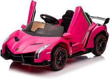 12V Licensed Lamborghini Veneno Ride on Car for Kids, Pink