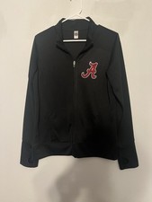 ALO Full Zip Jacket Women XL Black Yoga Active Pockets Thumbholes Crimson Tide