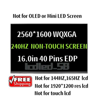 240hz LCD Screen For Lenovo Legion Slim 7 16IRH8 82Y30021US Non-Touch QHD 16in