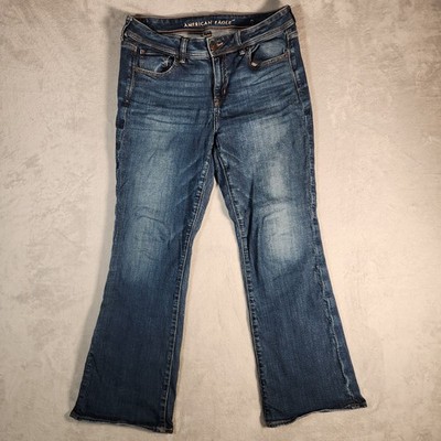 American Eagle Jeans Womens 10 Short Blue Kick Boot Cut Denim Pants Western