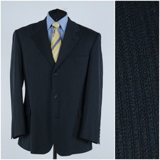 Mens Striped Blazer 46R UK Size HORKA Dark Grey Wool Sport Coat Jacket