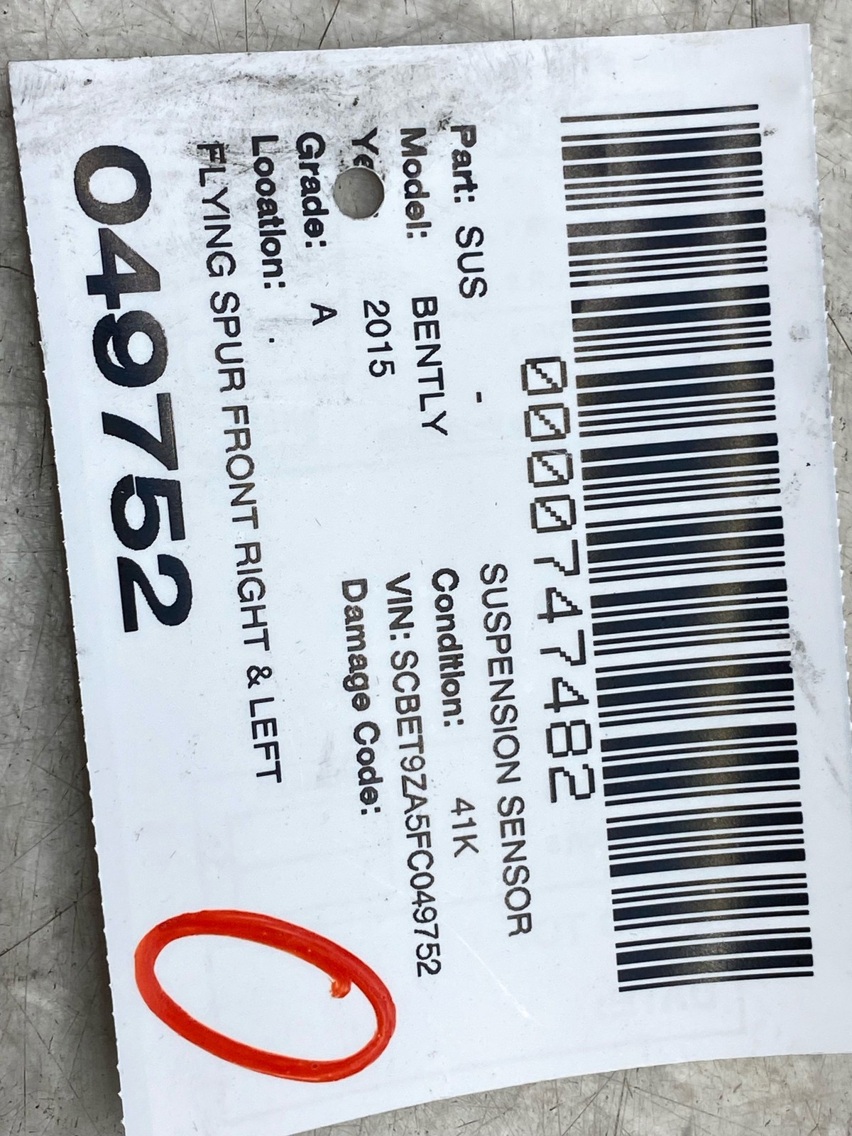 Bentley Flying Spur 2013-2018 FRONT+RIGHT Ride height sensor