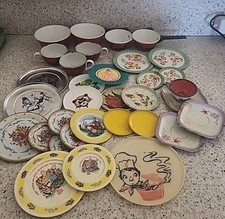Vintage Assorted Doll Toy Dishes Tin Plastic