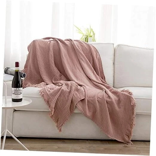 For Bed, Couch, Knit Woven Gauze Dusty Rose