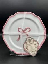 NEW Shabby Chic Pink Bow 8.5”Melamine Plates Set of 4