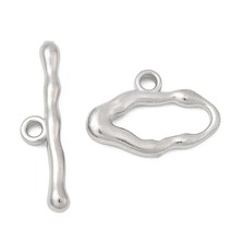 3x Toggle Clasp Stick Oval Shape Silver Ring Stainless Steel for Jewelry Making