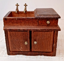 Vintage Dollhouse Furniture Wood Sink Hand Crafted