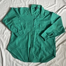 Vintage Woolrich Chamois Cloth Flannel Shirt Made In USA XL Turquoise