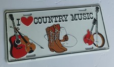 Vintage I Love Country Music Booster License Plate Novelty Advertising Banjo Vintage I Love Country Music Booster License Plate Novelty Advertising Banjo