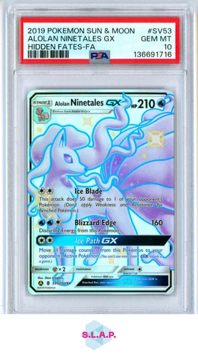 ALOLAN NINETALES GX HIDDEN FATES-FA POKEMON SM HIDDEN FATES 2019 SV53 PSA 10