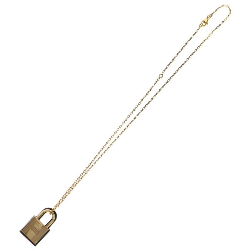 Collar de cuero Hermes Orchery Canade motivo cadena dorado negro estampado Z usado dd1 Foto 3 de 4