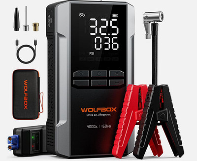 WOLFBOX Jump Starter with Air Compressor, 4000A Portable Car Battery Booster