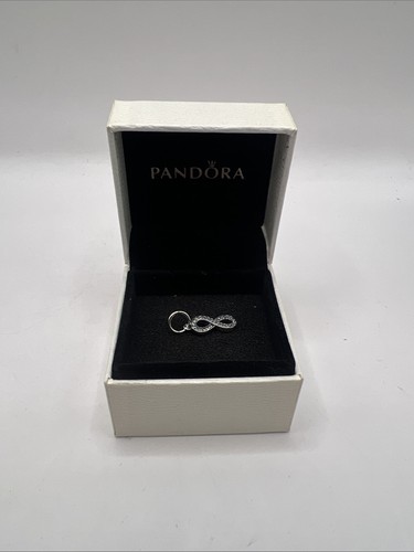 PANDORA S925 Sterling Silver Sparkling Infinity Dangle Pink